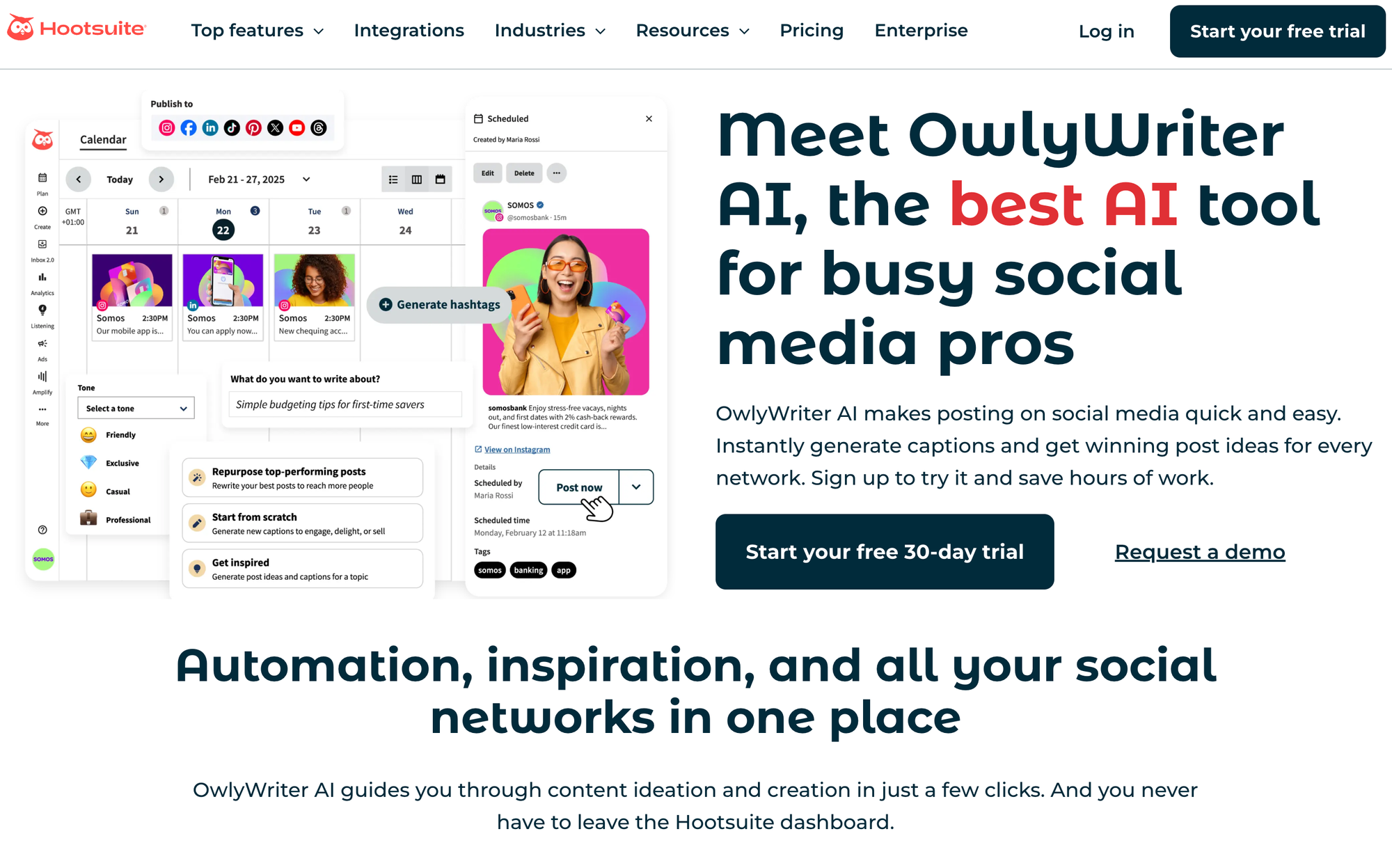 Set up auto-posting and AI-driven content creation for all your social media channels